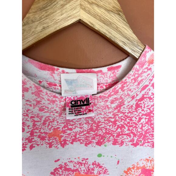 90s Vintage Zimmy Beach All Over Print Surf Beach Anvil Tee - Size Small - Picture 6 of 7